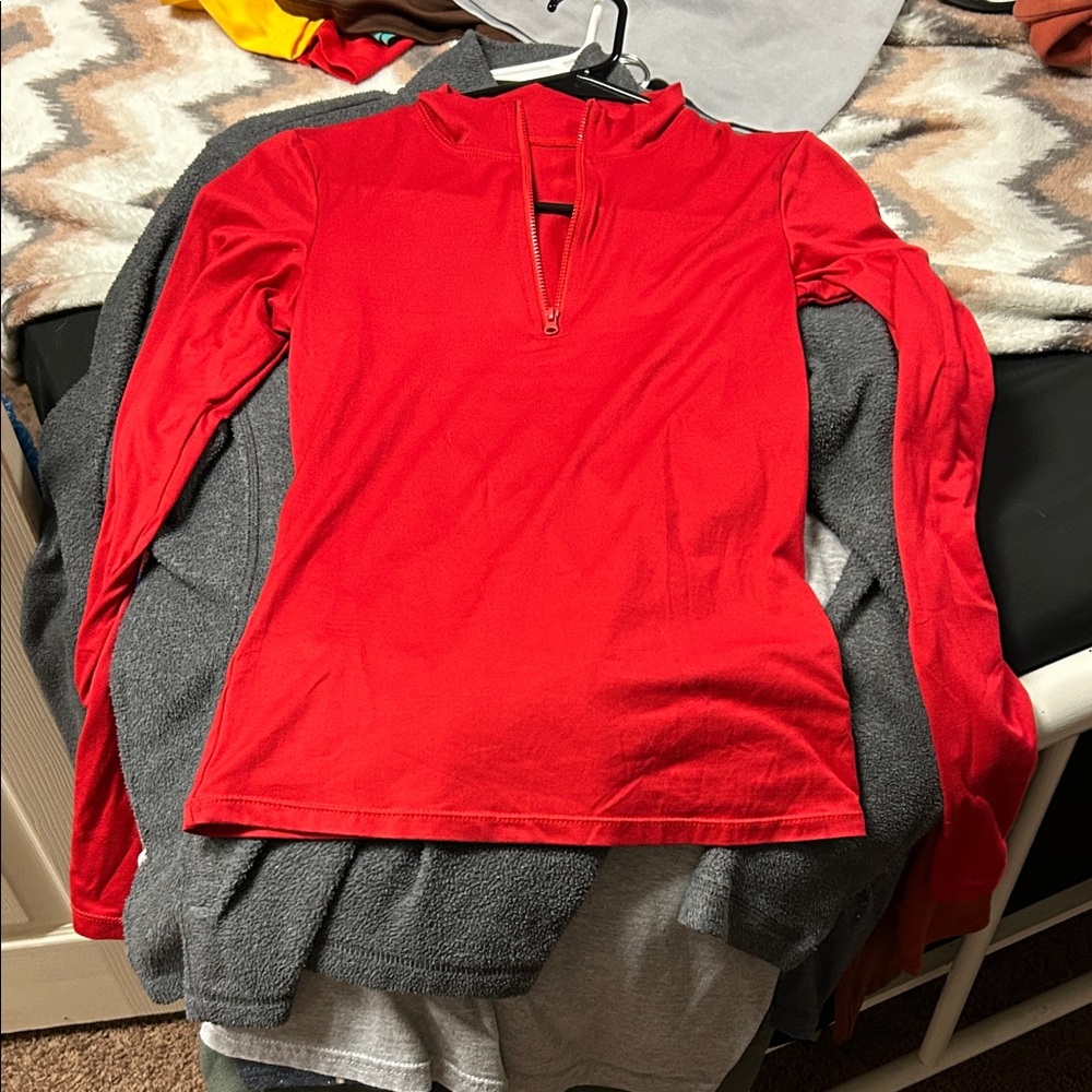 SHEIN Vibrant Red Long Sleeve Top